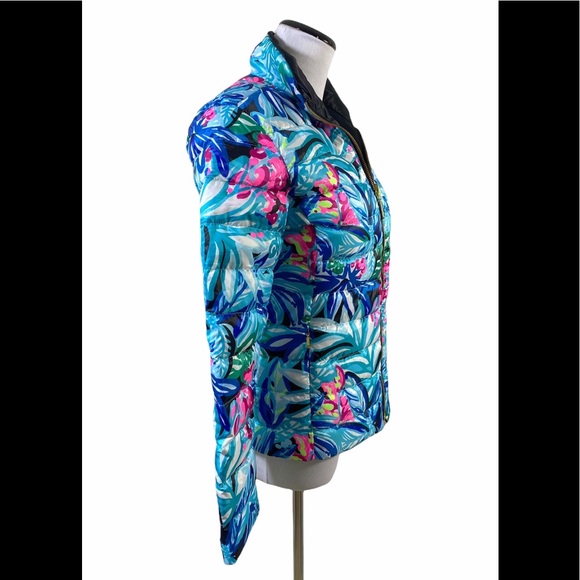 Lilly Pulitzer Marilee Reversible Puffer Jacket Maldives Hype It Up - Picture 6 of 11